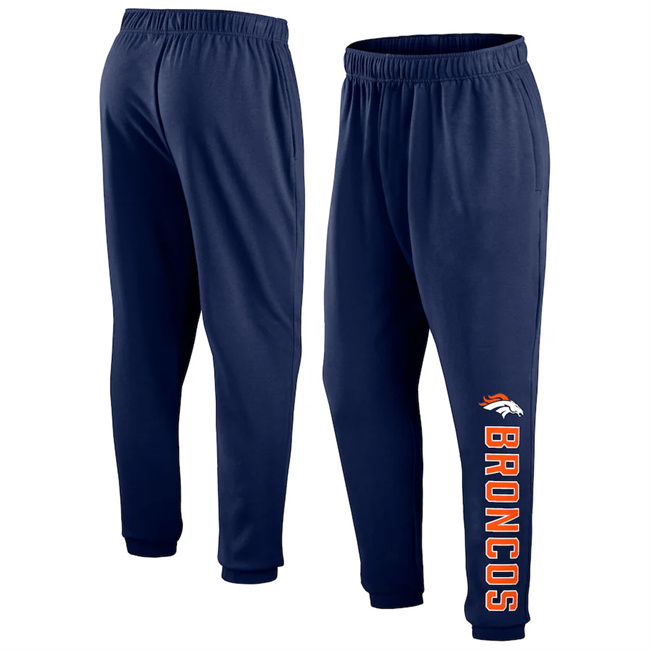 Men's Denver Broncos Navy Chop Block Fleece Sweatpants